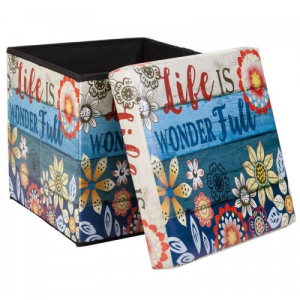 Caja almacenaje plegable tapa acolchada "Life is" EMIM