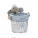 Contenedor mimbre mediano redondo peluche elefante