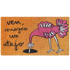 Felpudo original naranja "Ven conozco un atajo"_EMIM Mimbre y Aromas_Tu cestería de confianza
