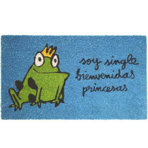 felpudo azul turquesa soy single bienvenidas princesas