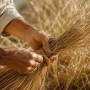 Recolección manual de fibras naturales para cestería
