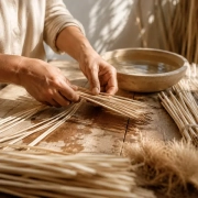 Preparación de fibras naturales antes del tejido artesanal