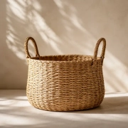Cesta terminada elaborada con fibras naturales