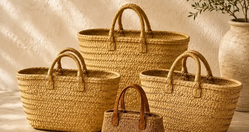 Capazos y bolsos de palma y fibras naturales