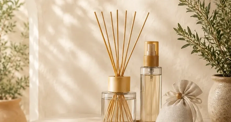 Ambientadores para el hogar con mikado, spray, sachet y ceras aromáticas