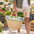 Capazo de la compra de palma con forro estampado y asas