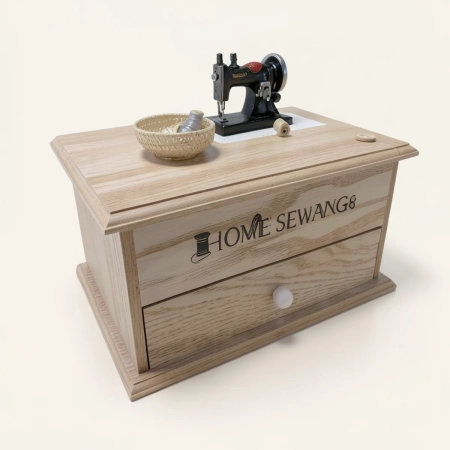 Costurero de madera con detalles decorativos