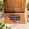 Felpudo Super Familia de fibra de coco con diseño rectangular y base de goma