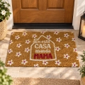 Felpudo En esta casa rectangular de fibra de coco con flores y base de goma