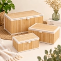 Caja con tapa de bambú rectangular con forro de tela