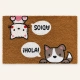 Felpudo Hola Adios Perro rectangular con diseño de animales y bocadillos de texto