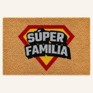Felpudo Super Familia de fibra de coco con diseño rectangular y base de goma