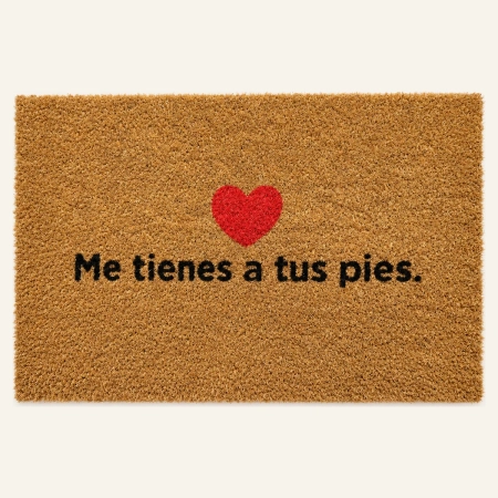 Felpudo Me tienes rectangular de fibra de coco con corazón rojo