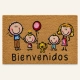 Felpudo Familia Bienvenidos rectangular de fibra de coco con diseño ilustrado y base de goma