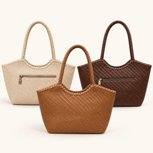 Bolso shopper trenzado efecto piel en varios colores