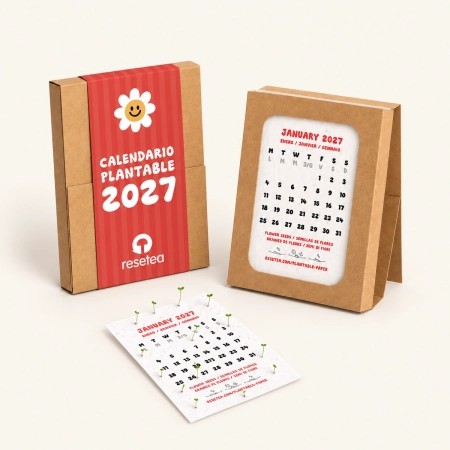 Calendario Plantable 2027 de papel con semillas y diseño compacto