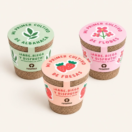 Kit de cultivo infantil redondo con cubiertas de colores